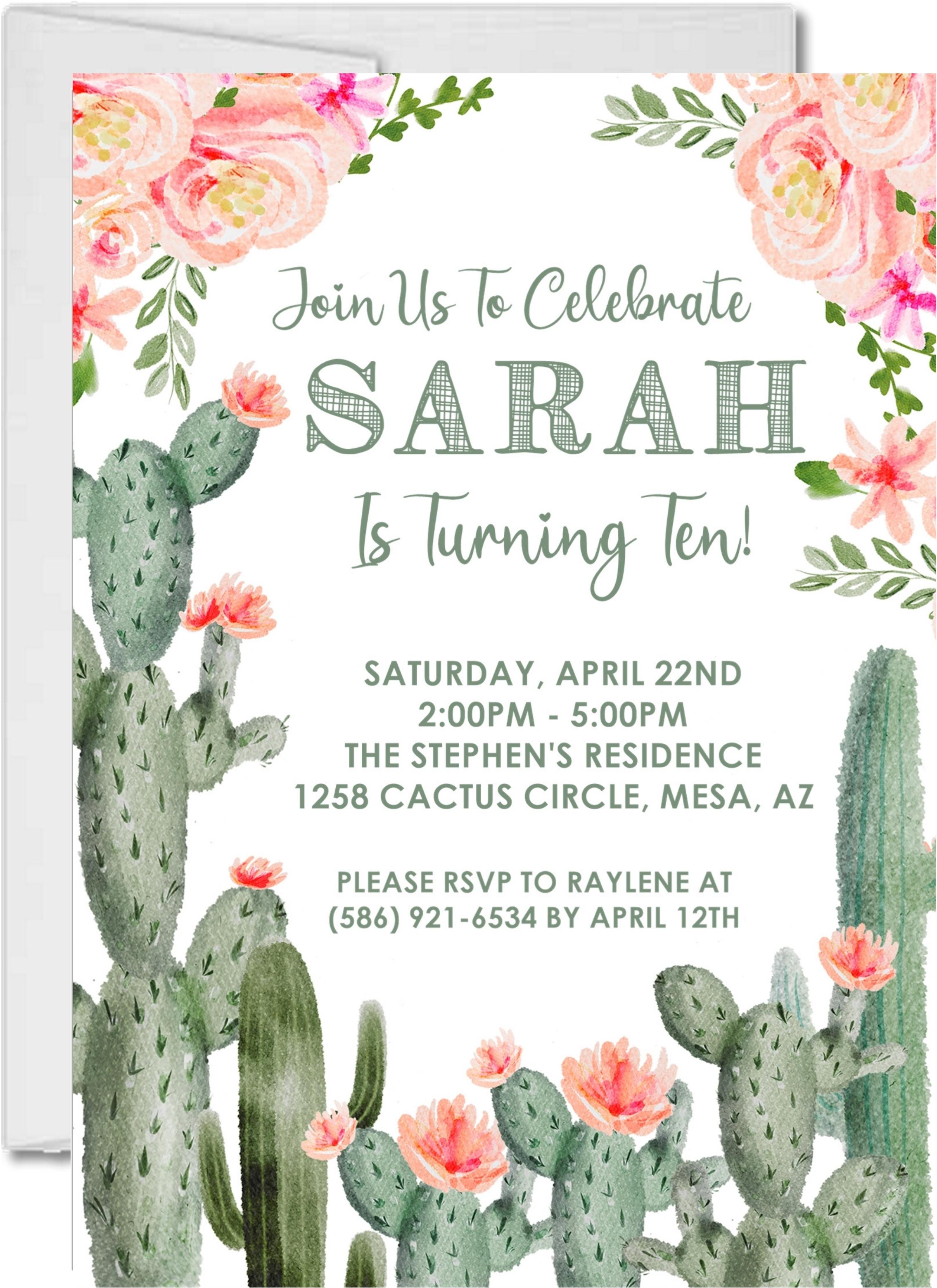 Cactus Birthday Party Invitations