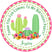 Cactus birthday sticker with colorful flowers and fiesta design