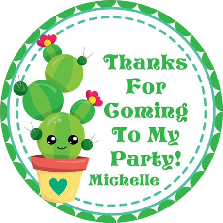 Cactus fiesta birthday party stickers
