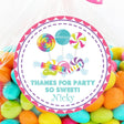 Candy birthday sticker with colorful lollipops