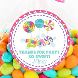 Candy birthday sticker with colorful lollipops