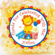 Carnival thank you favor label in bright colors