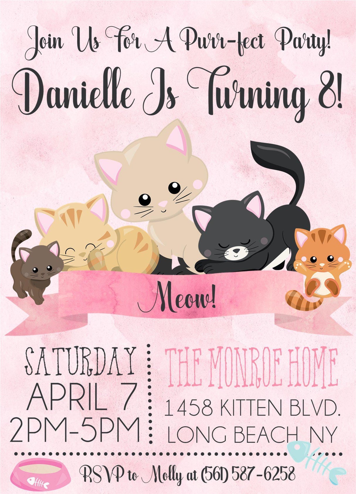 Cat Birthday Party Invitations