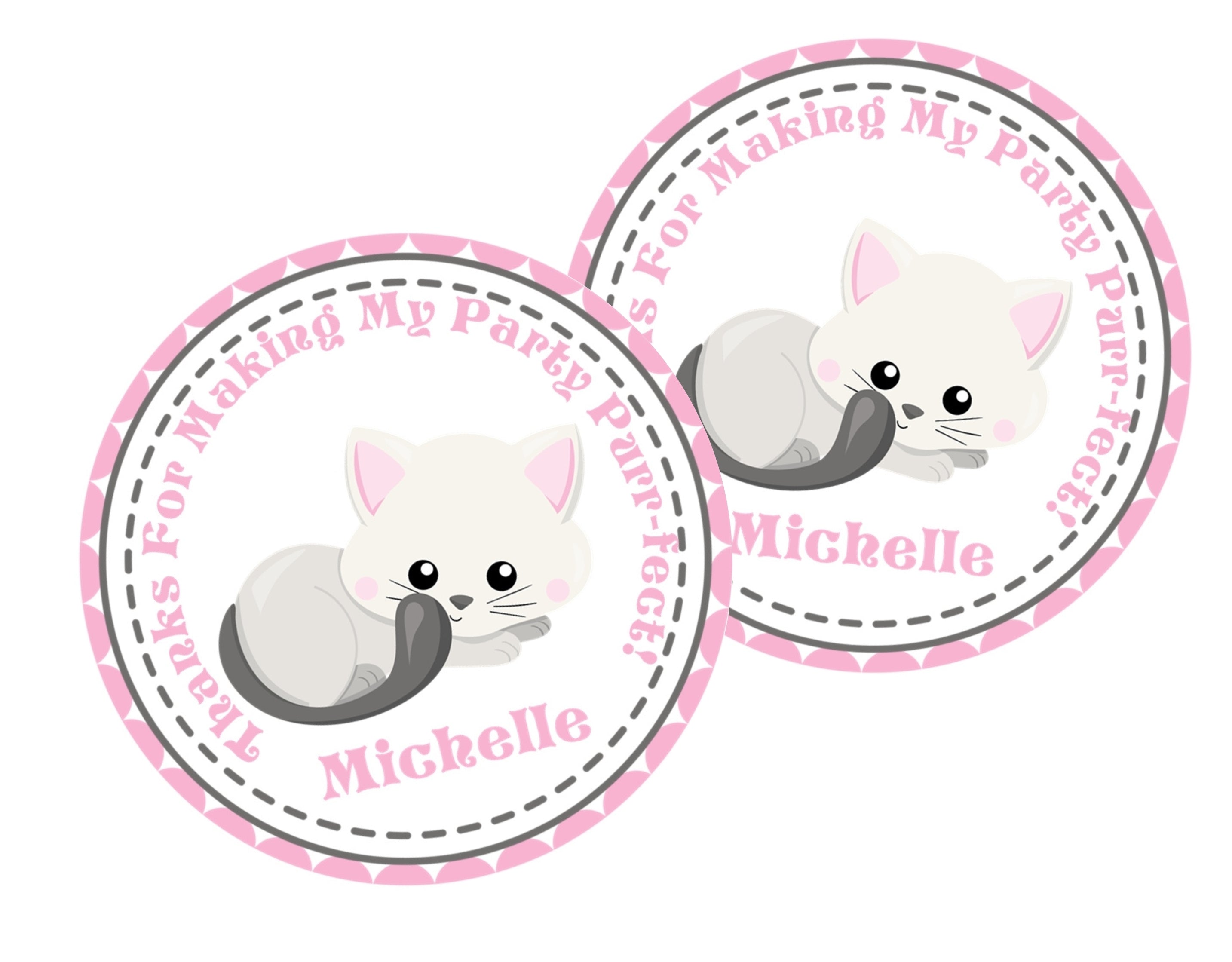 Cat Birthday Party Stickers