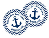 Chevron navy anchor baby shower favor label