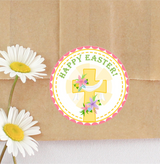 Christian Easter sticker featuring yellow cross design