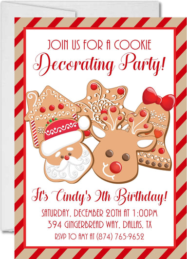 Christmas Birthday Cookie Decorating Party Invitations