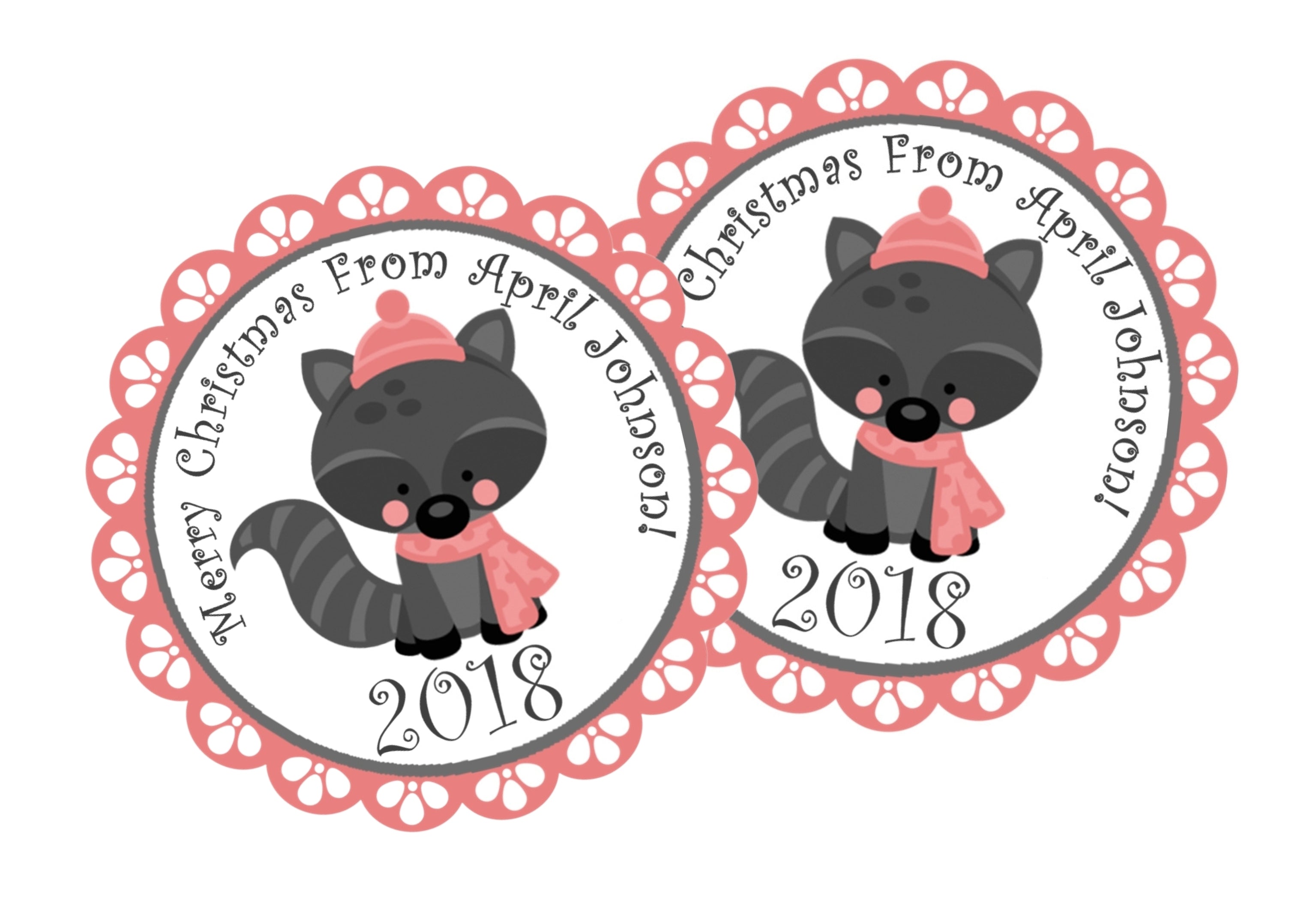 Girls Raccoon Christmas Stickers