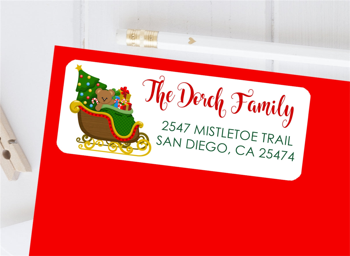 Christmas sleigh personalized address labels