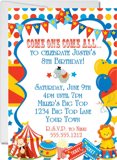 Circus Birthday Party Invitations