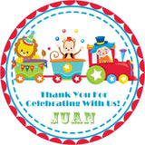 Circus birthday sticker carnival animals design