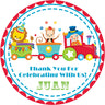 Circus birthday sticker carnival animals design