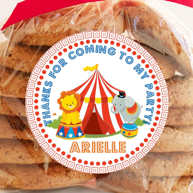 Circus tent thank you favor label
