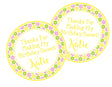 Citrus slice birthday sticker with pink yellow and green fruit