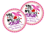 Classroom Valentine dinosaur treat label design