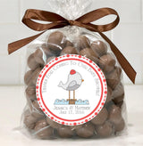 Coastal bird baby shower favor label