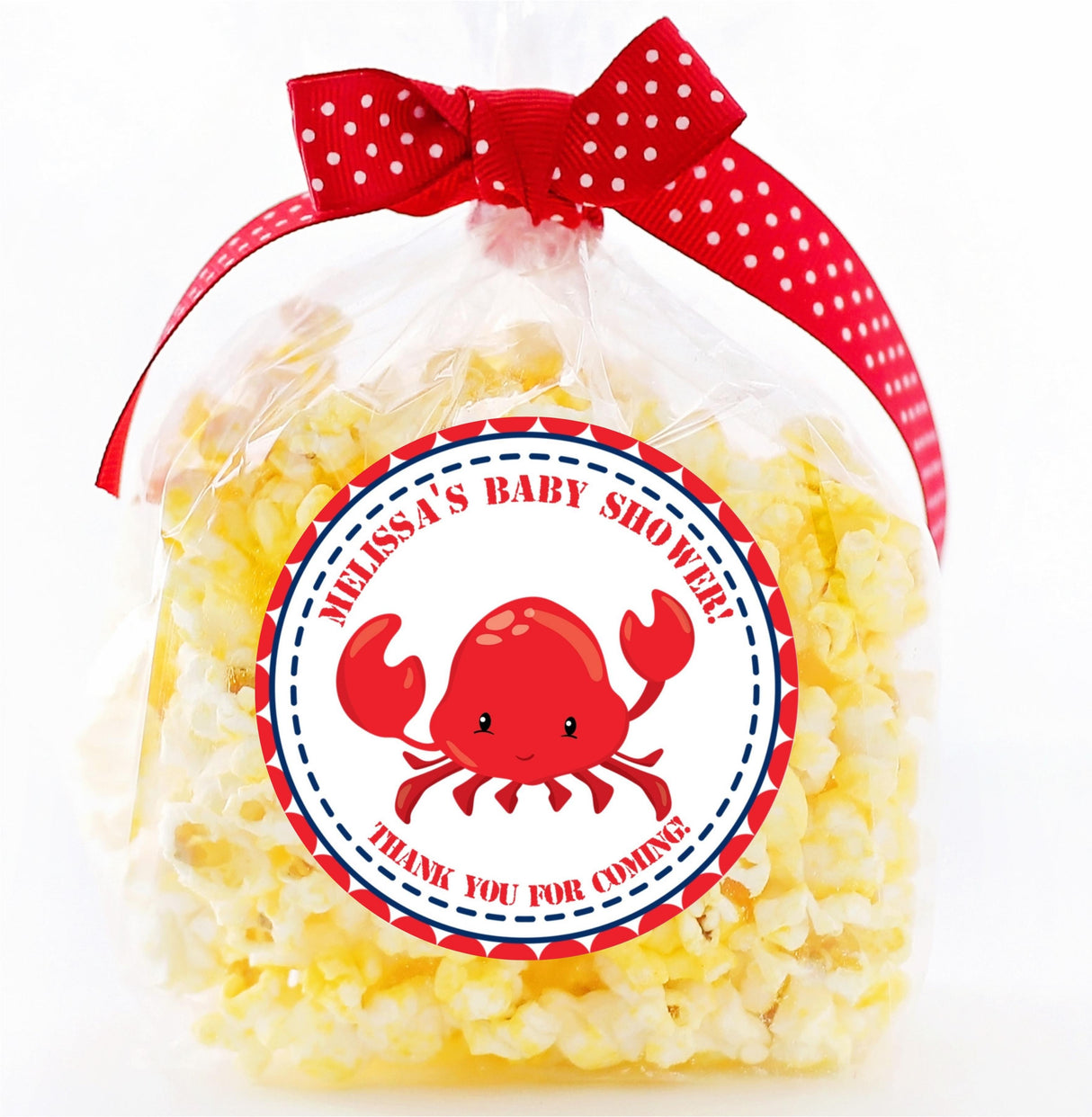 Coastal crab baby shower favor label