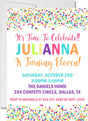 Colorful Confetti Birthday Party Invitations