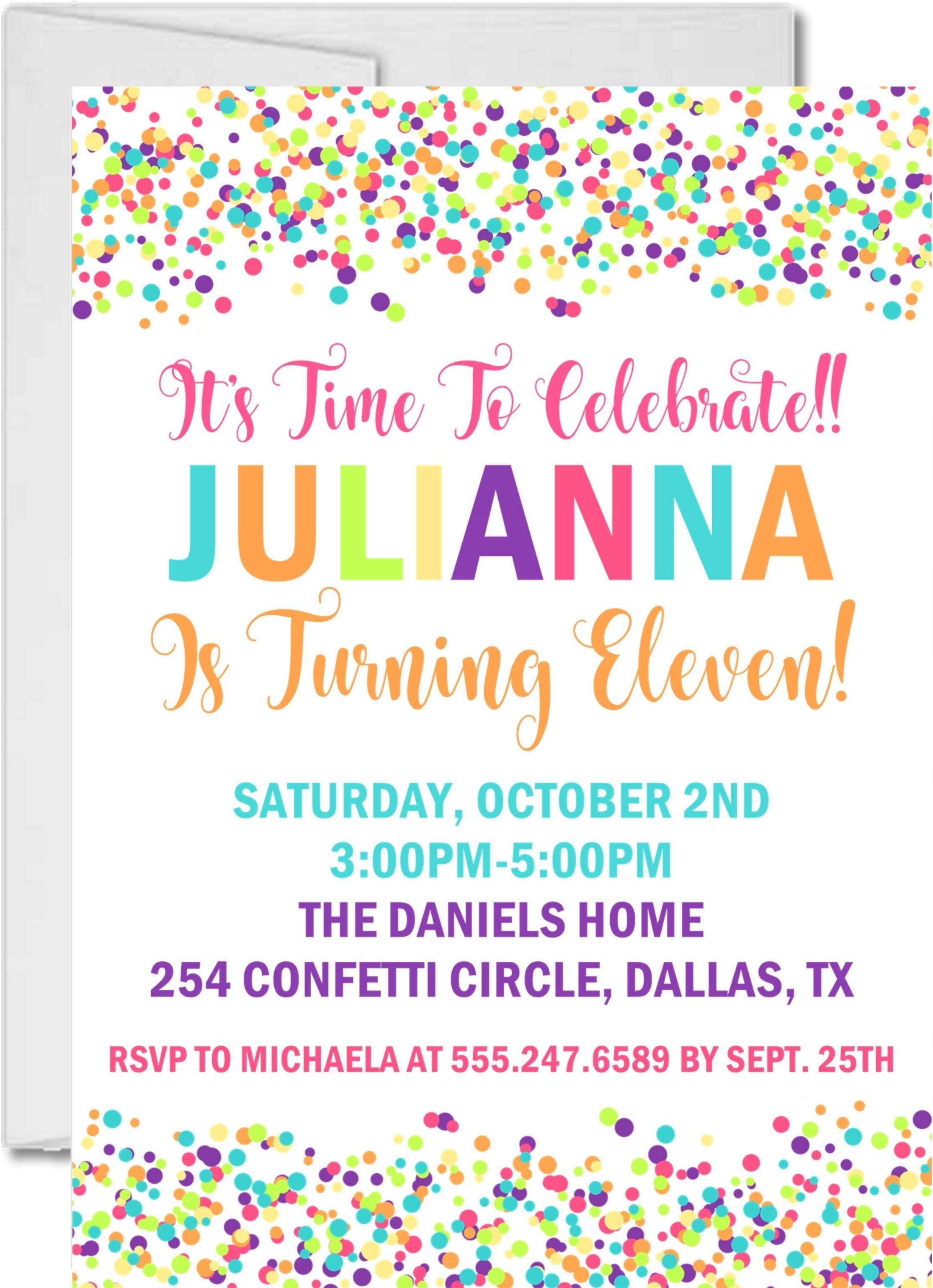 Colorful Confetti Birthday Party Invitations
