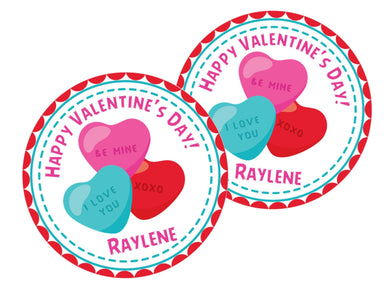 Colorful Conversation Hearts Valentine's Day Stickers