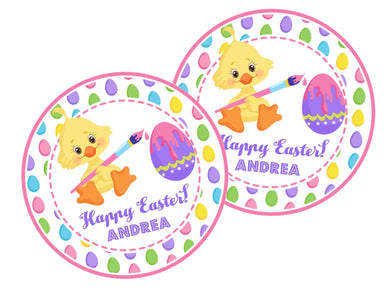 Colorful Easter Chick Stickers Or Favor Tags