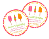 Colorful ice pop birthday treat sticker personalized
