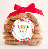 Colorful thank-you sticker for birthday favors