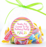 Colorful thank-you sticker for girls birthday favors