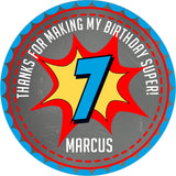 Comic style thank you birthday sticker