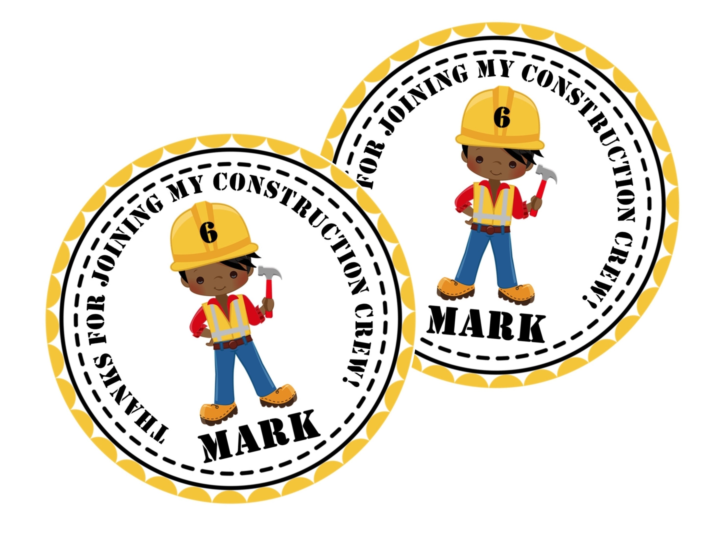 Construction Birthday Party Stickers