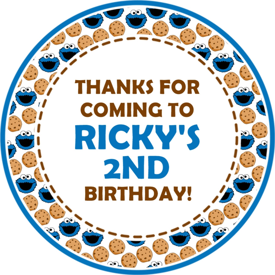 Cookie Monster Birthday Stickers