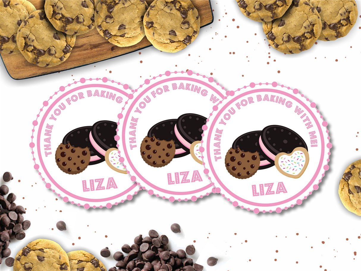 Cookie baking birthday party favor stickers