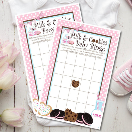 Cookies and milk baby shower bingo printable game card