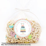 Coral and mint girls cake birthday sticker design