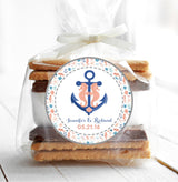 Coral navy beach wedding sticker