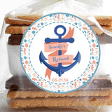 Coral ribbon anchor wedding sticker