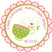 Coral tea baby shower sticker with teacup and baby is brewing text