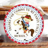 Cowboy sticker with lasso roping horse