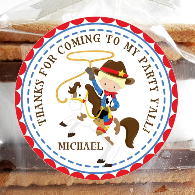 Cowboy sticker with lasso roping horse