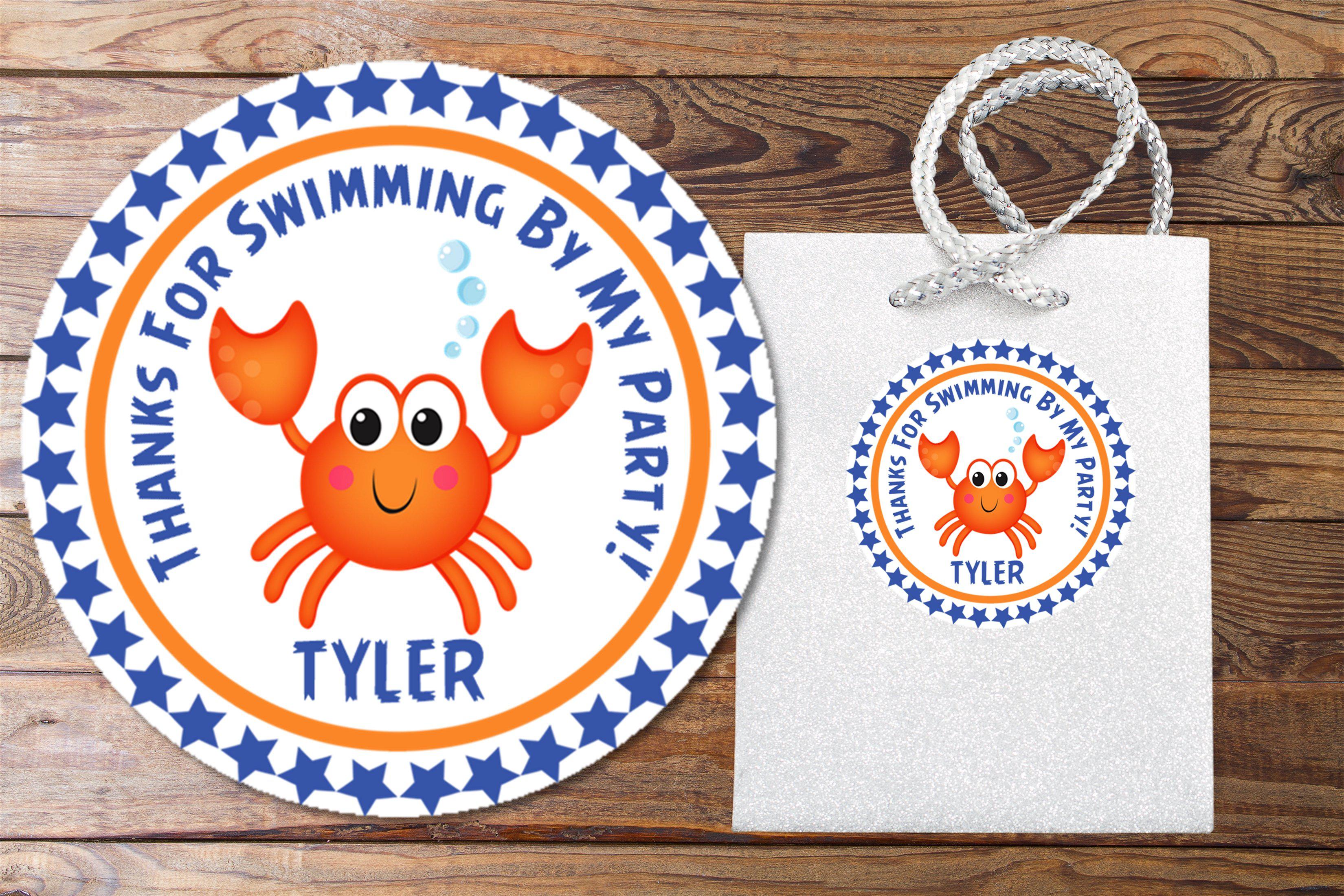 Crab Under The Sea Birthday Party Stickers