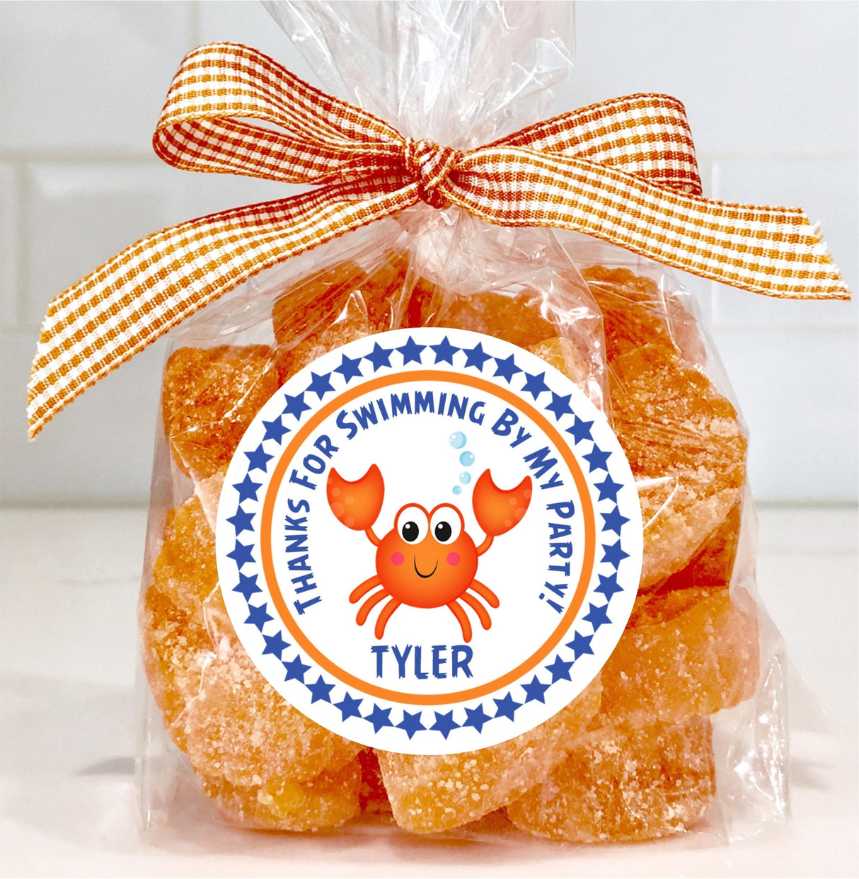 Crab under the sea party sticker