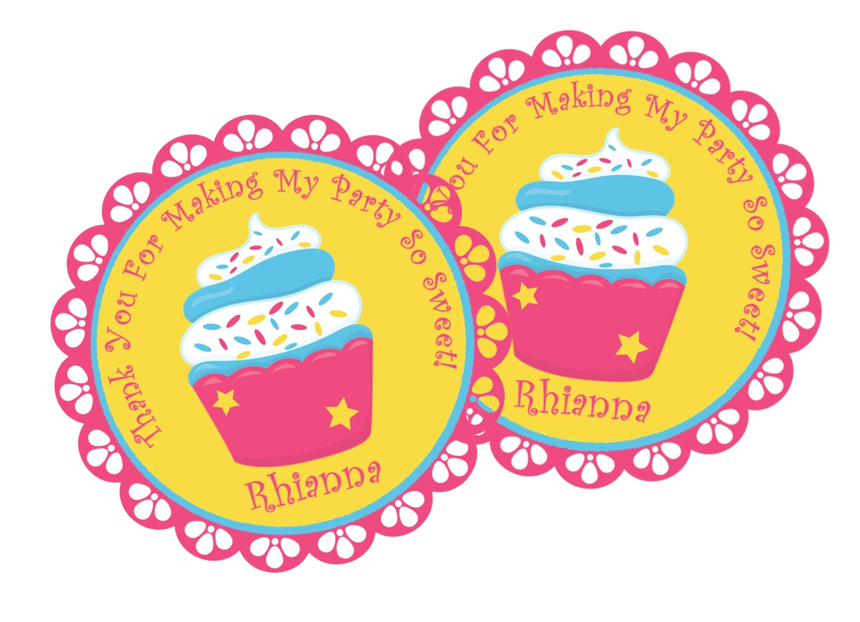 Cupcake Birthday Party Stickers