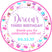 Cupcake birthday sticker with dessert theme and custom name