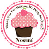 Cupcake party favor sticker with strawberry topping and personalized name