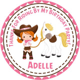 Custom cowgirl rodeo sticker for western birthday party