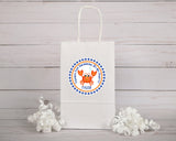 Custom crab birthday sticker with name and date