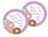 Custom donut party favor label with personalized name