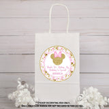 Custom pink Minnie birthday thank you sticker design