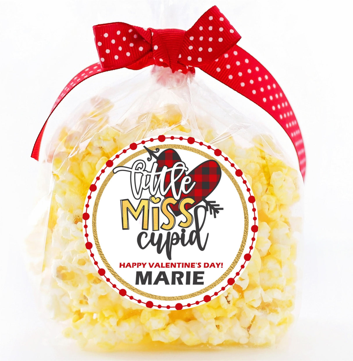 Cute Little Miss Cupid round Valentine sticker design