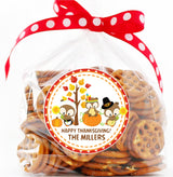 Cute autumn owl Thanksgiving sticker for seasonal party favors